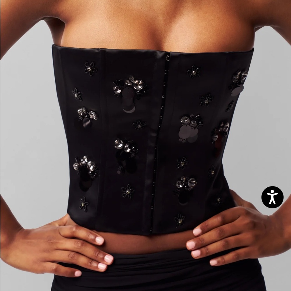 Danielle Guizio Black Embellished Bandeau